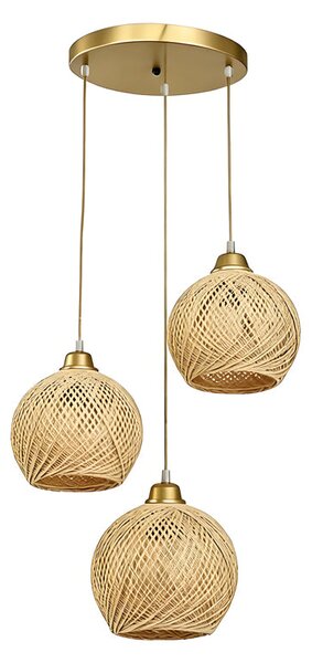 Таванна лампа с три лампи denma e27 златиста метална с pp d40x120см
