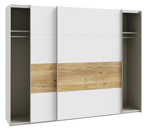 Гардероб Mayacus - 269.9 х 210.5 х 61.2 cm, бяло / дъб Мауела