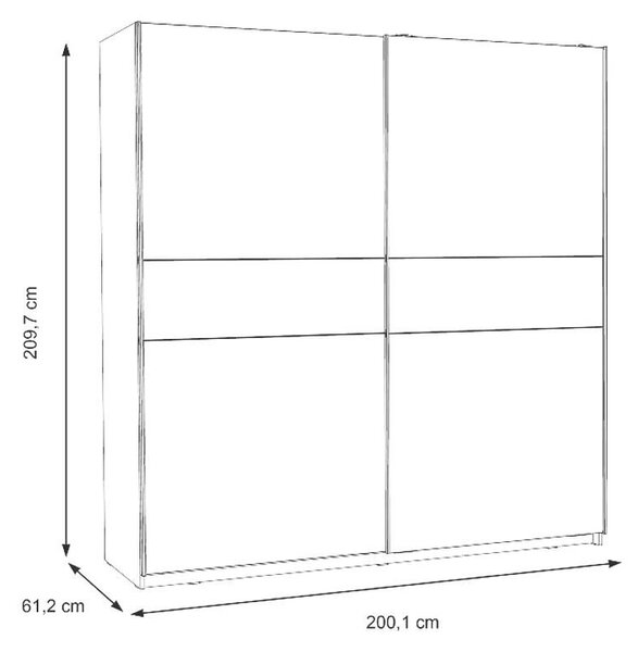 Гардероб Winner plus - 200.1 x 209.7 x 61.2 cm, дъб сонома / бяло