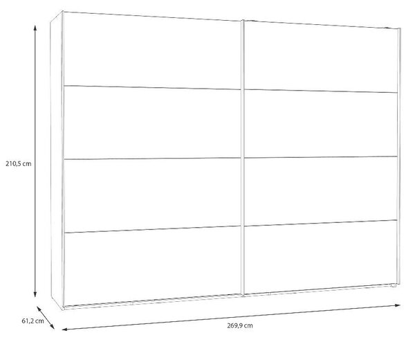 Гардероб Mayacus - 269.9 х 210.5 х 61.2 cm, бяло / дъб Мауела