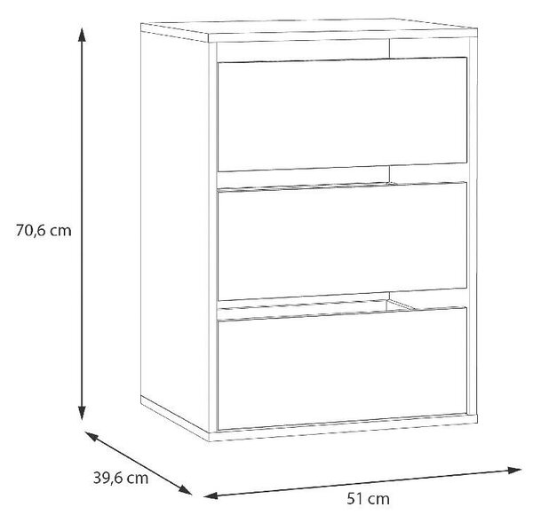 Шкаф за гардероб с 3 чекмеджета - 51 х 70.6 х 39.6 cm