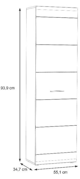 Гардероб Combino Spezial - 55.1 x 193.9 x 34.7 cm, дъб сонома