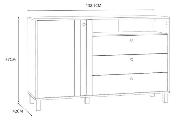 Скрин Killarney - 42 х 138.1 х 87 cm, бежов / кафяв