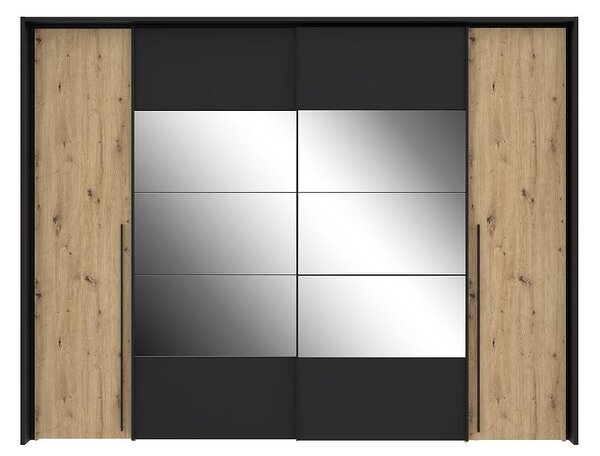 Гардероб Izo - 279.5 x 64 x 215 cm, дъб артисан/черно