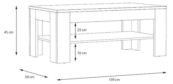 Холна маса Tanvir - 109 х 59 х 45 cm, дъб Ривиера