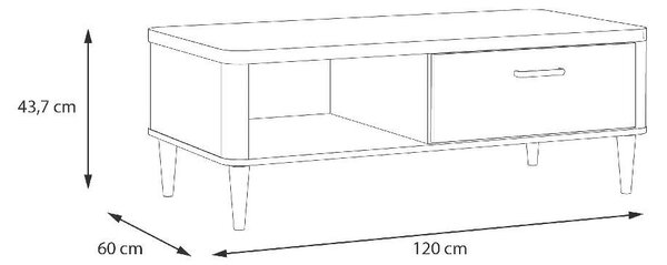 Холна маса Lacetti - 120 x 60 x 43.7 cm, дъб Валенсия/пясък