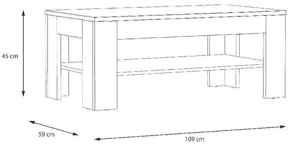 Холна маса Tanvir - 109 х 59 х 45 cm, дъб Ривиера