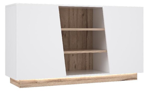 Скрин Hulon - 139.60 x 41 x 79 cm, дъб / бяло