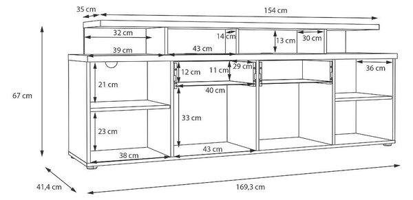 ТВ шкаф Compton - 169.3 x 41.4 x 67 cm, различни цветове