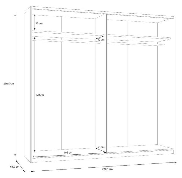 Гардероб Ingalill - 220.1 x 210.5 x 61.2 cm, пясък