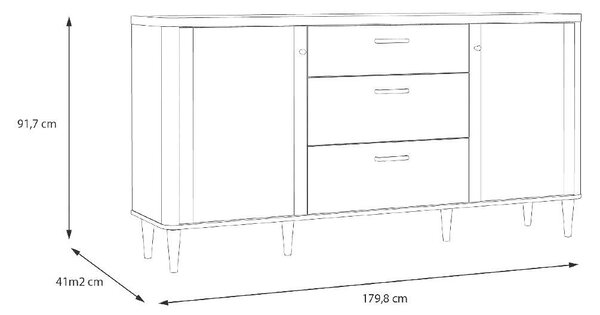 Скрин Lacetti - 179.8 х 91.7 х 41.2 cm, дъб Валенсия / пясък
