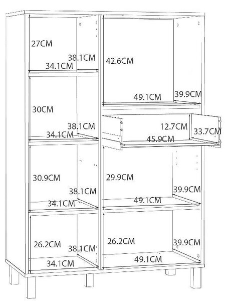 Шкаф Killarney - 131.8 x 42 x 88.1 cm, бежово / кафяво