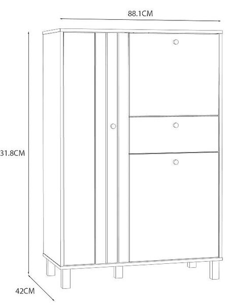 Шкаф Killarney - 131.8 x 42 x 88.1 cm, бежово / кафяво