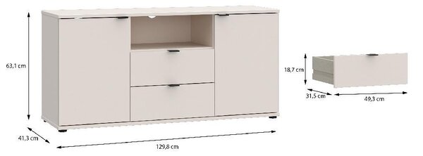 ТВ шкаф Ganymede - 129.8 х 63.1 х 41.3 cm, различни цветове