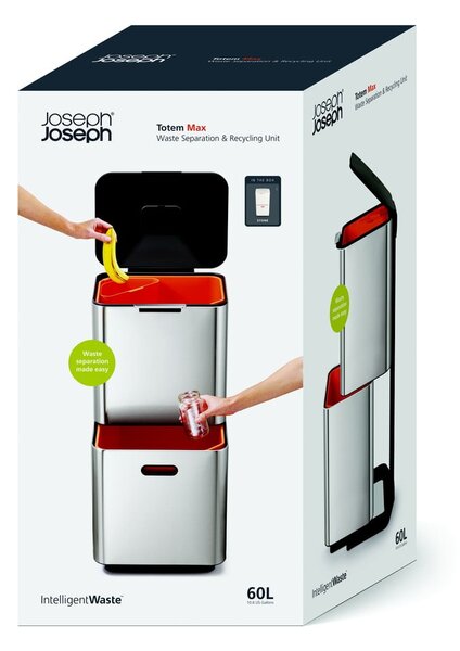 Бежов стоманен контейнер за отпадъци 60 л Totem Max - Joseph Joseph