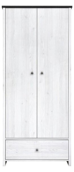 Гардероб Porto SZF2D1S - 88.5 x 199.5 x 55.5 cm, бяло/сиво