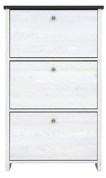 Шкаф за обувки Porto SFB3B - 75 x 126 x 18.5 cm, бяло/сиво