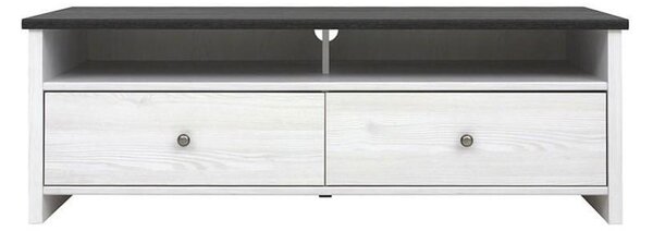 TV шкаф Porto RTV2S - 128.5 x 44 x 44.5 cm, бяло/сиво