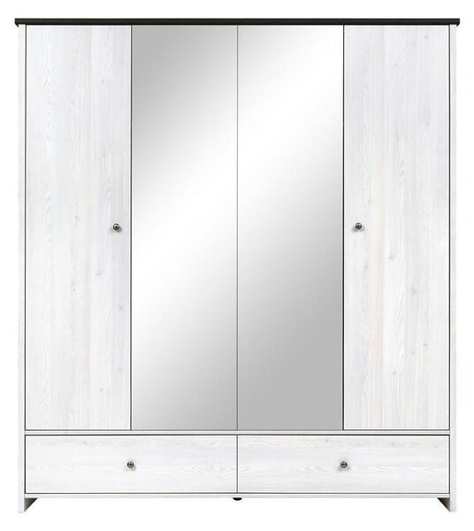 Гардероб Porto SZF2D2L2S - 188.5 x 209 x 55.5 cm, бяло/сиво