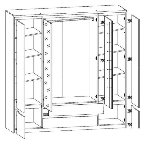 Гардероб July SZF2D2L2S - 204.5 x 57 x 207 cm, венге/дъб конкордия