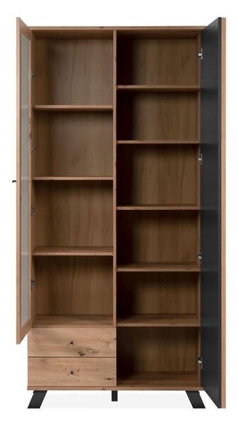 Шкаф с витрина Medan 52A - 92 x 198 x 40 cm, дъб артисан / антрацит