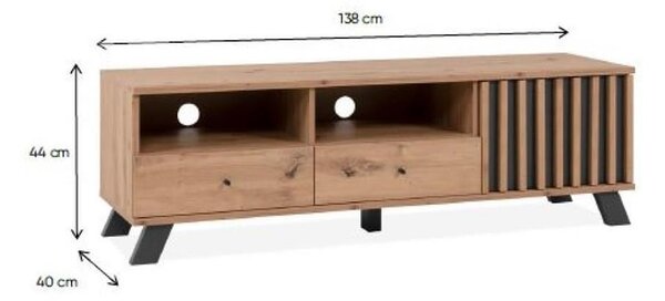 ТВ шкаф Medan 56A - 138 x 44 x 40 cm, дъб артисан / антрацит