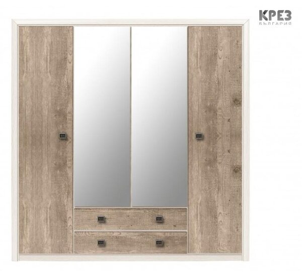 Гардероб Koen II - 214 x 56.5 x 208 cm, бор каньон/корабен дъб