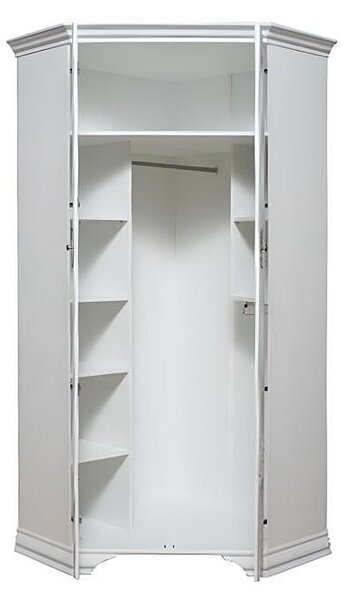 Ъглов гардероб Kentuki SZFN2D - 97.5 x 97.5 x 225 cm, алпийско бяло