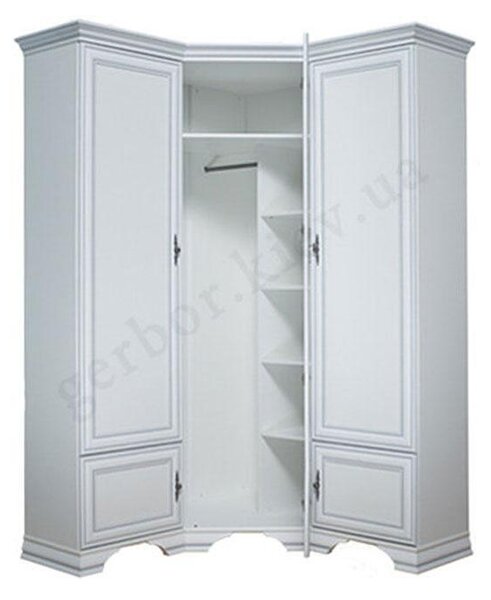 Ъглов гардероб Kentuki SZFN5D - 136.5 x 136.5 x 225 cm, алпийско бяло