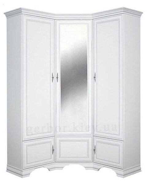 Ъглов гардероб Kentuki SZFN5D - 136.5 x 136.5 x 225 cm, алпийско бяло