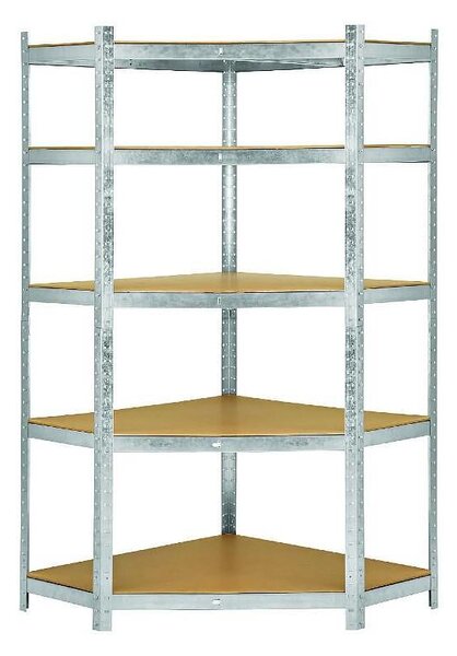 Ъглов метален стелаж - MDF, 5 х 175 kg, 180 x 90 x 90 x 40 x 40 cm