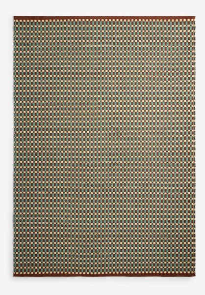 Тюркоазен ръчно изработен килим със смес от вълна 120x170 cm Ember – MADE