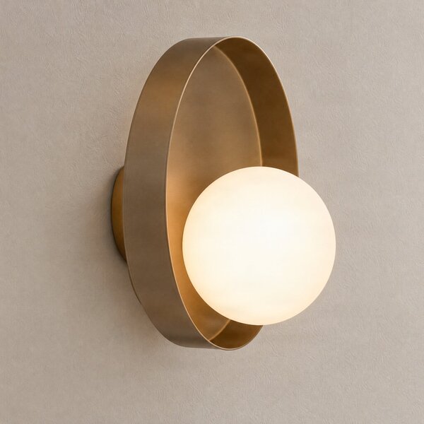 EMIBIG LIGHTING Стена лампа Kido K1, бежова, стомана/стъкло, Ø 20 cm, Затъмняване, Бежов, Дневна/трапезария, Метал, Модерен