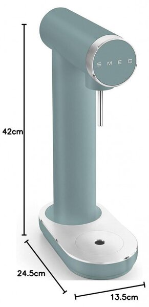 Машина за сода SMEG Collezione SKC01EGM, 800 мл, CO2, Предпазен клапан, Тавичка за отцеждане, Ръчна, Зелен