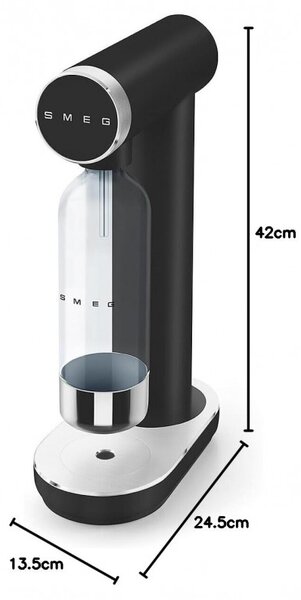 Машина за сода SMEG Collezione SKC01BLM, 800 мл, CO2, Предпазен клапан, Тавичка за отцеждане, Ръчна, Черен мат
