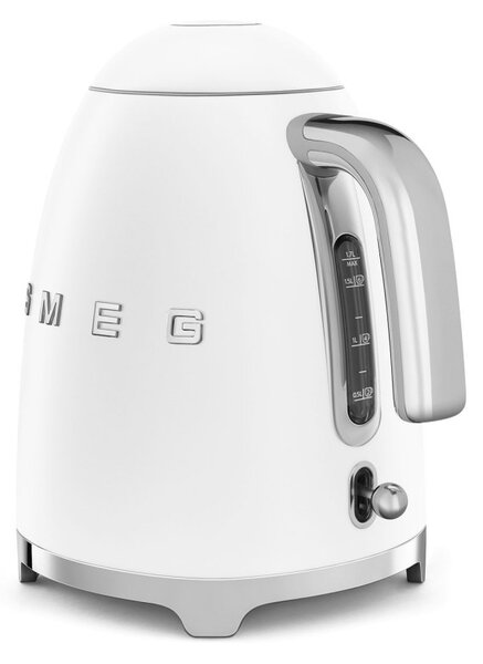 Електрическа кана SMEG KLF03WHMEU, 2400 W, 1.7 л, 360° основа, Матово покритие, Бял