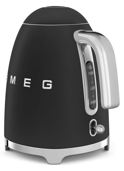 Електрическа кана SMEG KLF03BLMEU, 2400 W, 1.7 л, 360° основа, Матово покритие, Черен