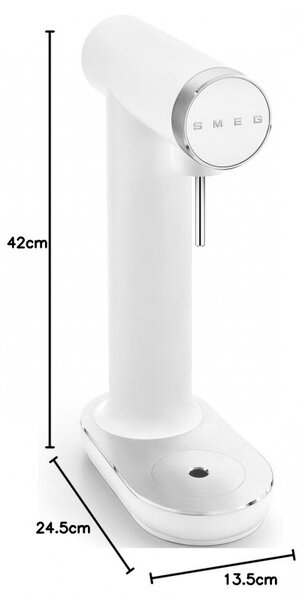 Машина за сода SMEG Collezione SKC01WHM, 800 мл, CO2, Предпазен клапан, Тавичка за отцеждане, Ръчна, Бял мат