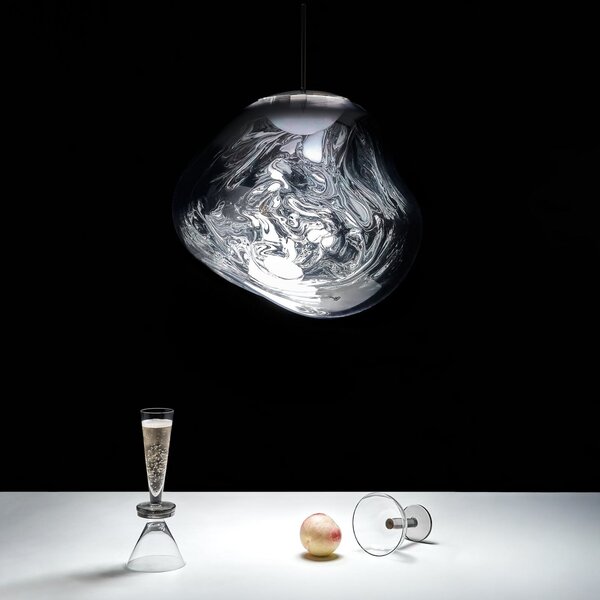Tom Dixon LED висяща лампа Melt, Ø 50 cm, хром, пластмаса, Затъмняване, Металик, Дневна/трапезария, Пластмаса, Дизайн