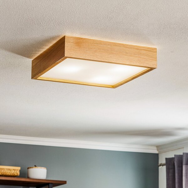 TEMAR LIGHTING Таванно осветление Quatro DR с дървена рамка, 38,5 см, Затъмняване, Дърво, Дневна/трапезария, Дървесина, Модерен