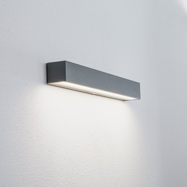 Arcchio LED външна стенна лампа Lengo, 50 cm, 1-флуоресцентна лампа, сива, CCT, Сив, Алуминий, Модерен