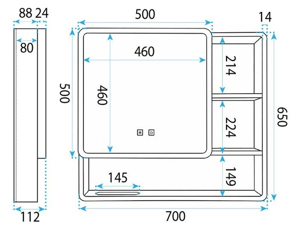 Шкаф с огледало и LED осветление M1016-70 70x65