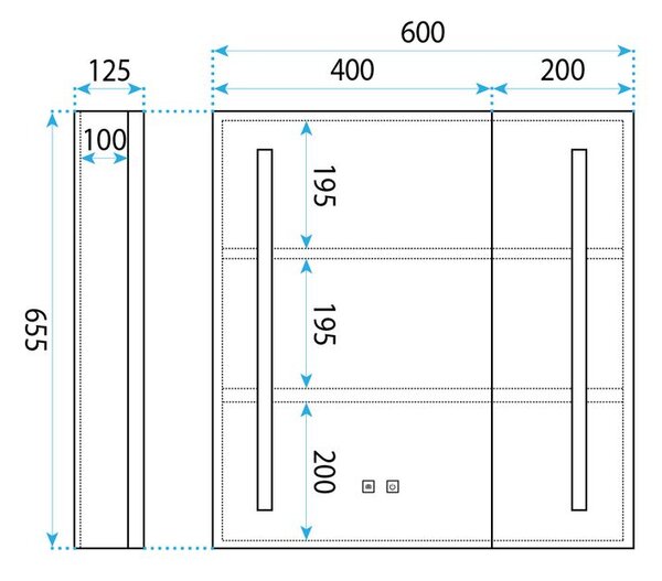Шкаф с огледало и LED осветление M1015-60 60x65