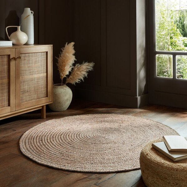 Килим Capri от юта кръгъл натурален 180X180 см, Flair Rugs