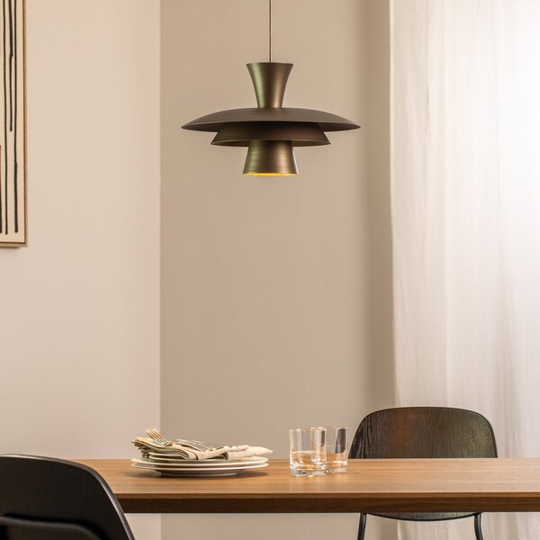 Luminex Висяща лампа Plato, титанов цвят, метал, Ø 38 cm, E27, Затъмняване, Сив, Дневна/трапезария, Метал, Модерен