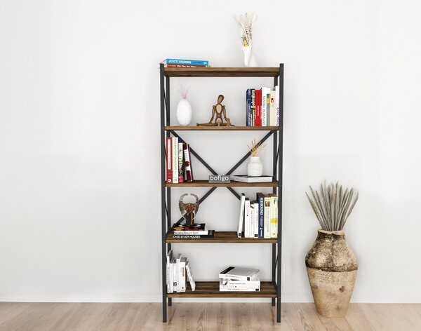 Метална етажерка 5 Shelves - черно + дървесно