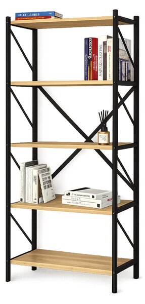 Метална етажерка 5 Shelves - черно + дървесно