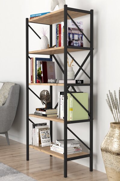 Метална етажерка 5 Shelves - черно + дървесно