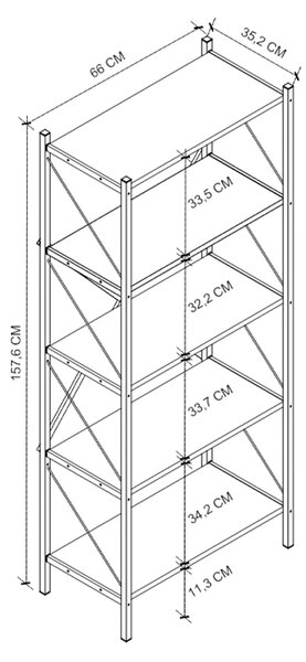 Метална етажерка 5 Shelves - черно + дървесно