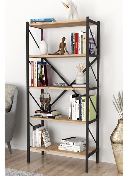 Метална етажерка 5 Shelves - черно + дървесно